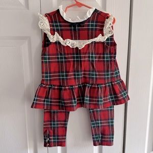Janie and Jack christmas plaid pants set size 6